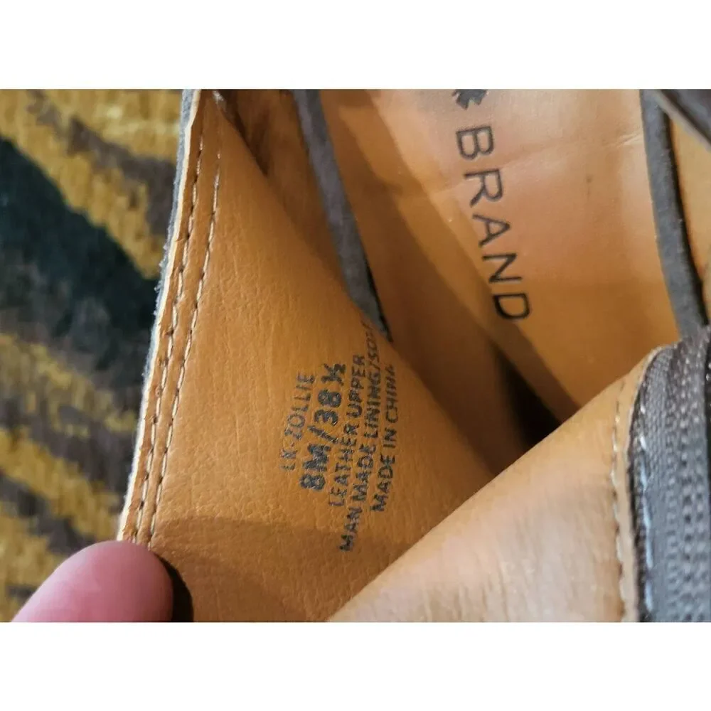 Lucky Brand Booties Women's 8 Taupe Brown Zollie Suede Leather Wedge Heel Cutout